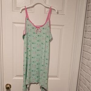 Green and Pink Chemise with Floral Print